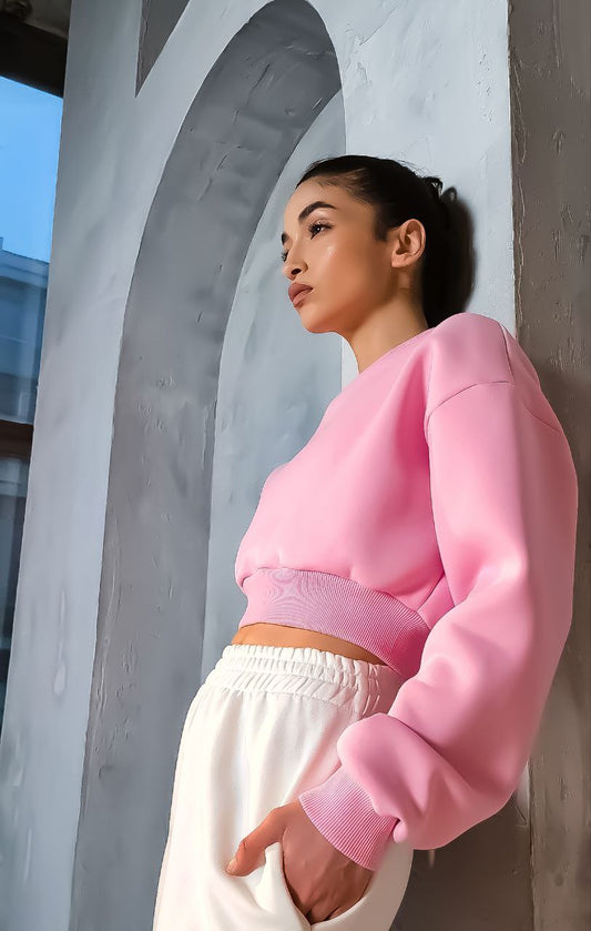 Barbie pink cropped sweatshirt